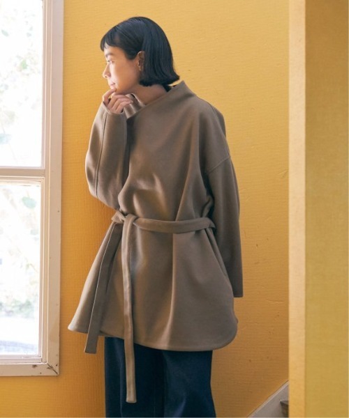 LBC（エルビーシー）の「ジャージメルトントッパーコート（ノーカラーコート・レディース・ネイビー/モカ/ベージュ・M）」の2枚目の写真