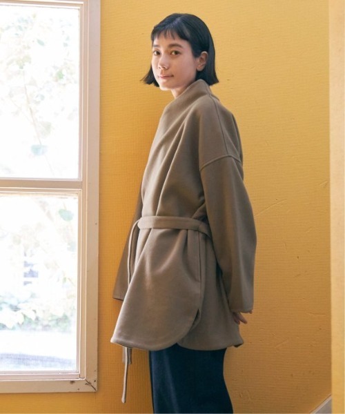 LBC（エルビーシー）の「ジャージメルトントッパーコート（ノーカラーコート・レディース・ネイビー/モカ/ベージュ・M）」の5枚目の写真