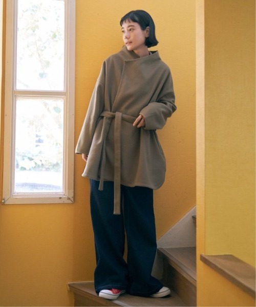 LBC（エルビーシー）の「ジャージメルトントッパーコート（ノーカラーコート・レディース・ネイビー/モカ/ベージュ・M）」の7枚目の写真