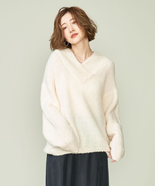 Conte(コンテ) 長袖セーター サイズUAF 8 レディース - アイボリー Vネック conte（コンテ）の「＜conte＞NVL Vネックニット（ニット/セーター