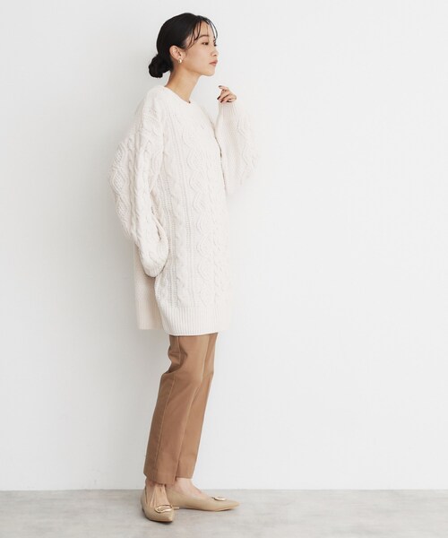 THE SHOP TK （ザ ショップ ティーケー ）の「◆マットモールケーブルチュニック【洗える】（チュニック・レディース・アイボリー/ブラウン系その他/スミクロ・12/13）」の4枚目の写真