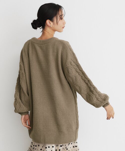 THE SHOP TK （ザ ショップ ティーケー ）の「◆マットモールケーブルチュニック【洗える】（チュニック・レディース・アイボリー/ブラウン系その他/スミクロ・12/13）」の10枚目の写真