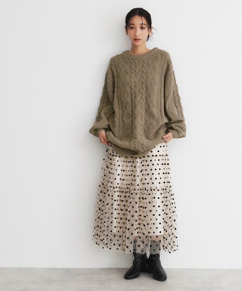 THE SHOP TK （ザ ショップ ティーケー ）の「◆マットモールケーブルチュニック【洗える】（チュニック・レディース・アイボリー/ブラウン系その他/スミクロ・12/13）」の11枚目の写真