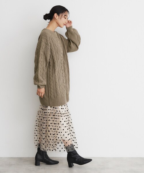 THE SHOP TK （ザ ショップ ティーケー ）の「◆マットモールケーブルチュニック【洗える】（チュニック・レディース・アイボリー/ブラウン系その他/スミクロ・12/13）」の12枚目の写真