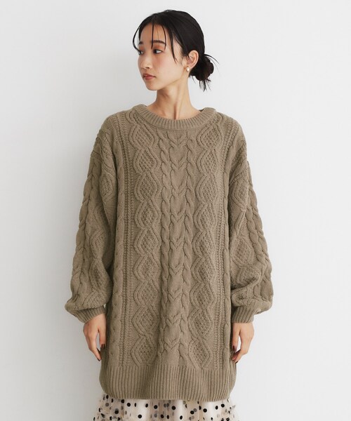 THE SHOP TK （ザ ショップ ティーケー ）の「◆マットモールケーブルチュニック【洗える】（チュニック・レディース・アイボリー/ブラウン系その他/スミクロ・12/13）」の14枚目の写真