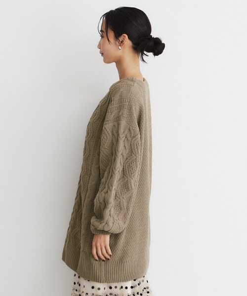 THE SHOP TK （ザ ショップ ティーケー ）の「◆マットモールケーブルチュニック【洗える】（チュニック・レディース・アイボリー/ブラウン系その他/スミクロ・12/13）」の15枚目の写真