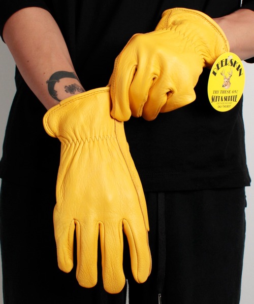 MILITARY(ミリタリー)の「NAPA GLOVE ディアスキン グローブ(手袋・メンズ・ゴールド/ブラック・MEDIUM)」の2枚目の写真