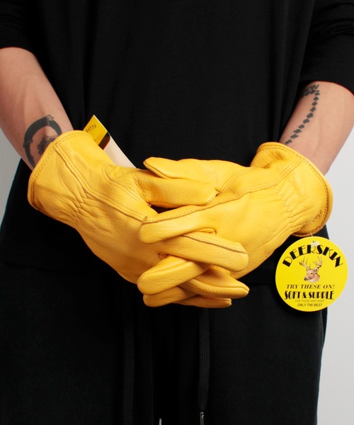 MILITARY(ミリタリー)の「NAPA GLOVE ディアスキン グローブ(手袋・メンズ・ゴールド/ブラック・MEDIUM)」の3枚目の写真