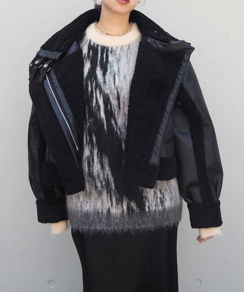 THINGS THAT MATTER（シングス ザット マター）の「DIMENSION MOHAIR KNIT  / ディメンションモヘアニット（ニット/セーター・レディース・パープル/ブラック・FREE）」の7枚目の写真