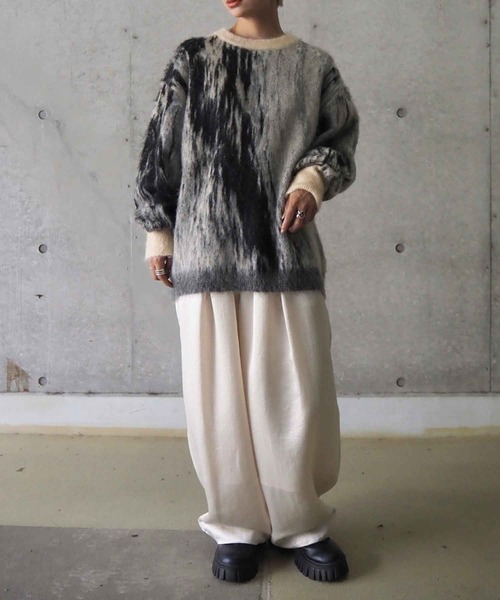 THINGS THAT MATTER（シングス ザット マター）の「DIMENSION MOHAIR KNIT  / ディメンションモヘアニット（ニット/セーター・レディース・パープル/ブラック・FREE）」の4枚目の写真