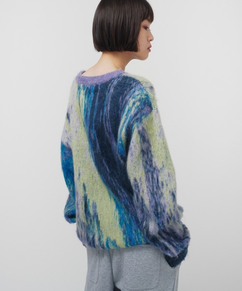 THINGS THAT MATTER（シングス ザット マター）の「DIMENSION MOHAIR KNIT  / ディメンションモヘアニット（ニット/セーター・レディース・パープル/ブラック・FREE）」の12枚目の写真