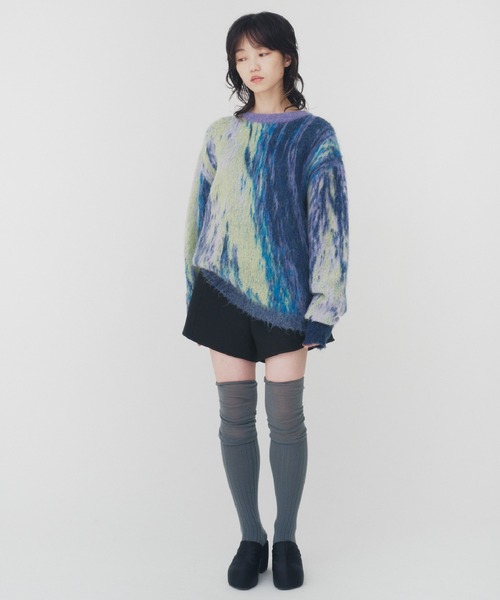 THINGS THAT MATTER（シングス ザット マター）の「DIMENSION MOHAIR KNIT  / ディメンションモヘアニット（ニット/セーター・レディース・パープル/ブラック・FREE）」の14枚目の写真