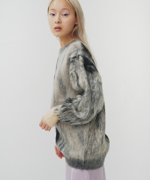 THINGS THAT MATTER（シングス ザット マター）の「DIMENSION MOHAIR KNIT  / ディメンションモヘアニット（ニット/セーター・レディース・パープル/ブラック・FREE）」の19枚目の写真