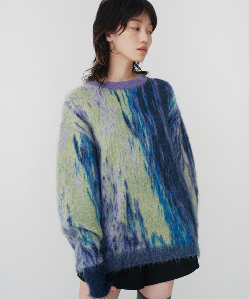 THINGS THAT MATTER（シングス ザット マター）の「DIMENSION MOHAIR KNIT  / ディメンションモヘアニット（ニット/セーター・レディース・パープル/ブラック・FREE）」の13枚目の写真