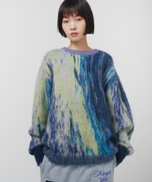 THINGS THAT MATTER（シングス ザット マター）の「DIMENSION MOHAIR KNIT  / ディメンションモヘアニット（ニット/セーター・レディース・パープル/ブラック・FREE）」の16枚目の写真