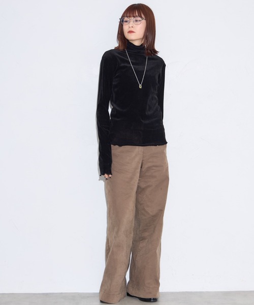 LUTZ HUELLE フランス製 ベロア タートルネックカットソー トップス