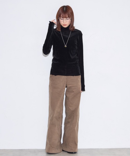タートルネックベロアトップス（Tシャツ/カットソー）｜leimn