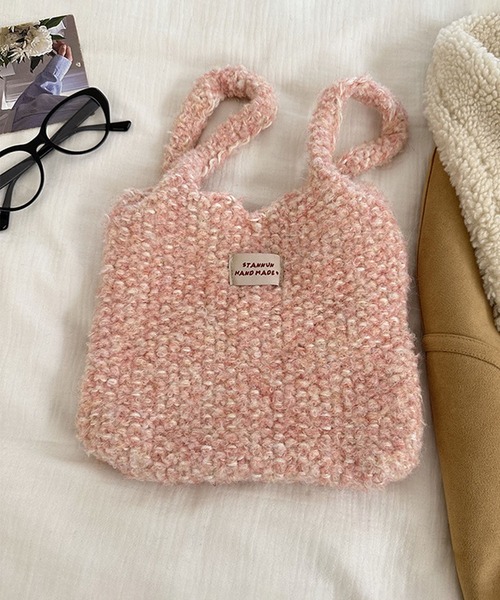 aimoha(アイモハ)の「ニットトートバッグ(ハンドバッグ・レディース・ホワイト/ブラウン/レッド/ピンク/チョコ/グレー/ブルー/ベージュ/ライトベージュ・FREE)」の8枚目の写真