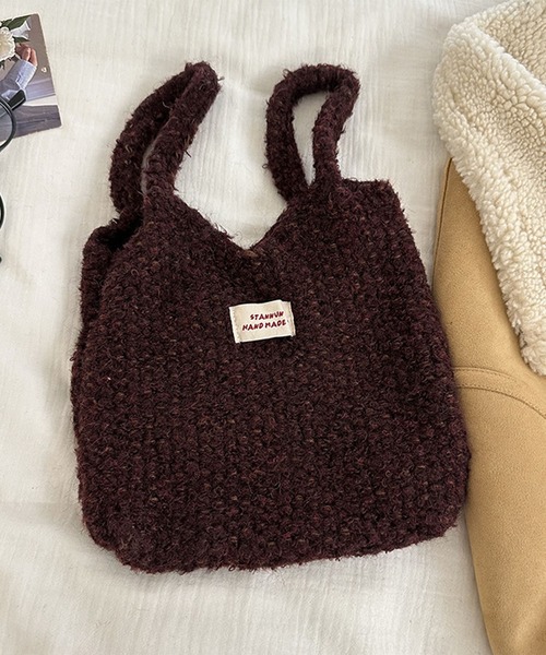 aimoha(アイモハ)の「ニットトートバッグ(ハンドバッグ・レディース・ホワイト/ブラウン/レッド/ピンク/チョコ/グレー/ブルー/ベージュ/ライトベージュ・FREE)」の15枚目の写真