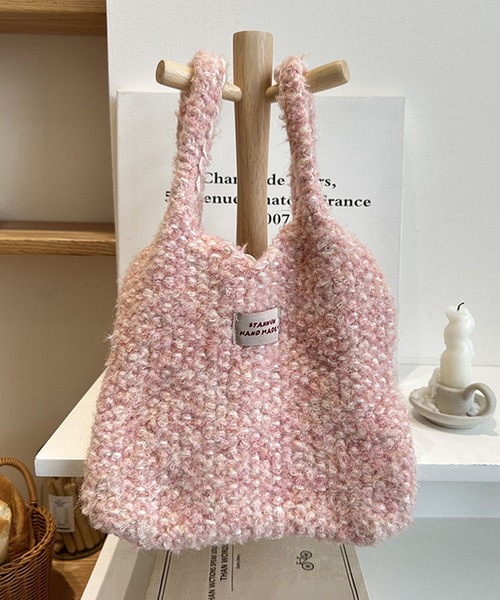 aimoha(アイモハ)の「ニットトートバッグ(ハンドバッグ・レディース・ホワイト/ブラウン/レッド/ピンク/チョコ/グレー/ブルー/ベージュ/ライトベージュ・FREE)」の22枚目の写真