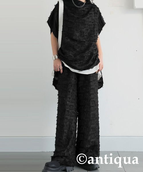 antiqua(アンティカ)の「フリンジワイドパンツ(その他パンツ・レディース・ブラック・LARGE/MEDIUM)」の4枚目の写真