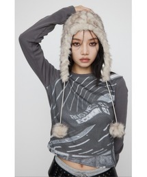 POM POM ファーキャップ