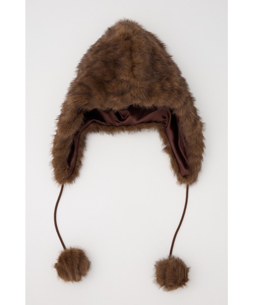 LAGUA GEM（ラグアジェム）の「POM POM ファーキャップ（ニットキャップ/ビーニー・レディース・アイボリー/ブラウン・FREE）」の5枚目の写真