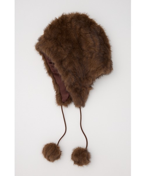 LAGUA GEM（ラグアジェム）の「POM POM ファーキャップ（ニットキャップ/ビーニー・レディース・アイボリー/ブラウン・FREE）」の4枚目の写真