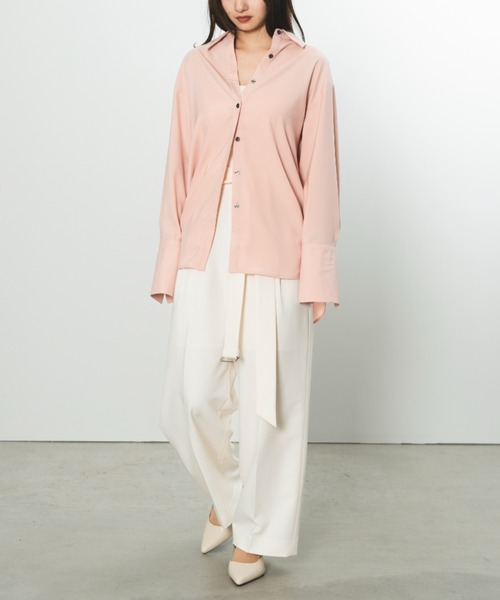 SENEE（セニー）の「rib long design shirt （リブロングデザインシャツ）（シャツ/ブラウス・レディース・ピンク/ホワイト・FREE）」の10枚目の写真