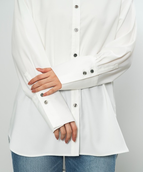 SENEE（セニー）の「rib long design shirt （リブロングデザインシャツ）（シャツ/ブラウス・レディース・ピンク/ホワイト・FREE）」の18枚目の写真