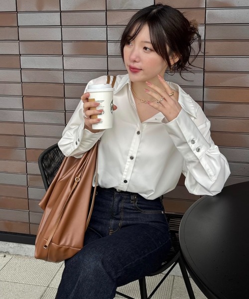 SENEE（セニー）の「rib long design shirt （リブロングデザインシャツ）（シャツ/ブラウス・レディース・ピンク/ホワイト・FREE）」の20枚目の写真