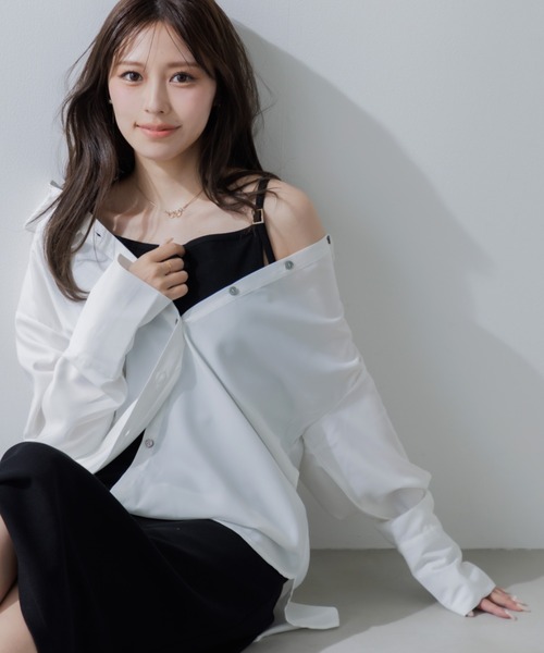 SENEE（セニー）の「rib long design shirt （リブロングデザインシャツ）（シャツ/ブラウス・レディース・ピンク/ホワイト・FREE）」の6枚目の写真