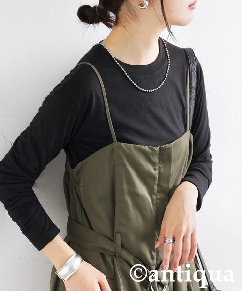 antiqua(アンティカ)の「ソフトタッチロンT(Tシャツ/カットソー・レディース・ホワイト/ブラック・ONESIZE)」の1枚目の写真