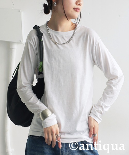 antiqua(アンティカ)の「ソフトタッチロンT(Tシャツ/カットソー・レディース・ホワイト/ブラック・ONESIZE)」の3枚目の写真