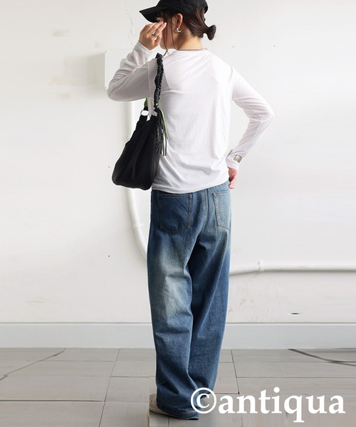 antiqua(アンティカ)の「ソフトタッチロンT(Tシャツ/カットソー・レディース・ホワイト/ブラック・ONESIZE)」の4枚目の写真