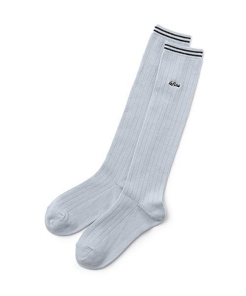 LOVETOXIC(ラブトキシック)の「太リブロゴ刺繍ハイソックス(ソックス/靴下・キッズ・オフホワイト/サックスブルー/ブラック・20-22cm/23-25cm)」の3枚目の写真