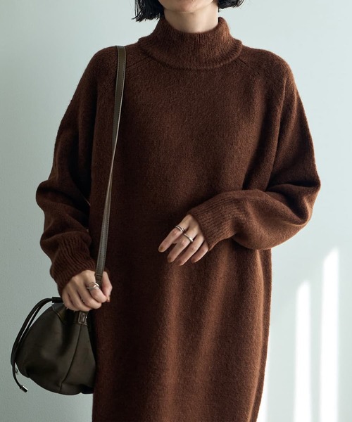 STYLE DELI（スタイルデリ）の「ヤク風タートルネックワンピースB（ワンピース・レディース・ブラウン/ホワイト系その他/グレー系その他/ブラック・SMALL/MEDIUM）」の5枚目の写真