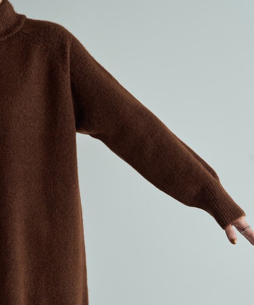 STYLE DELI（スタイルデリ）の「ヤク風タートルネックワンピースB（ワンピース・レディース・ブラウン/ホワイト系その他/グレー系その他/ブラック・SMALL/MEDIUM）」の9枚目の写真