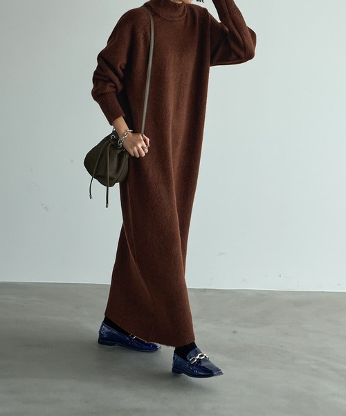 STYLE DELI（スタイルデリ）の「ヤク風タートルネックワンピースB（ワンピース・レディース・ブラウン/ホワイト系その他/グレー系その他/ブラック・SMALL/MEDIUM）」の11枚目の写真