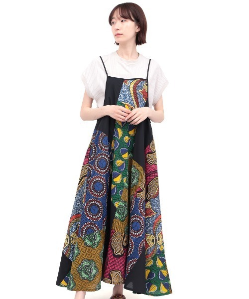 チチカカ（チチカカ）の「アフリカンパッチキャミソールワンピース（ワンピース・レディース・カラフル/ブラック・FREE）」の5枚目の写真