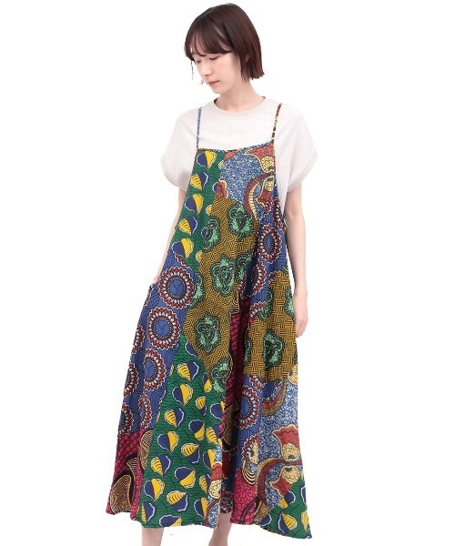 チチカカ（チチカカ）の「アフリカンパッチキャミソールワンピース（ワンピース・レディース・カラフル/ブラック・FREE）」の6枚目の写真