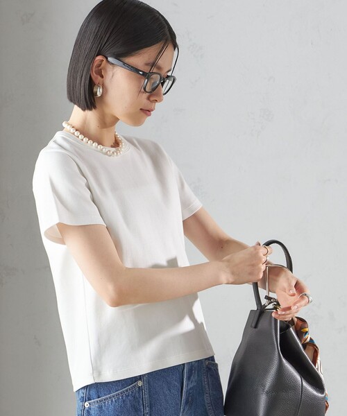 SHIPS(シップス)の「オーガニック コットン スムース TEE(Tシャツ/カットソー・レディース・ダークグレー/ネイビー/オフホワイト/ブラウン系/ブラック・ONE SIZE)」の7枚目の写真