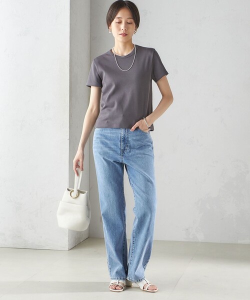 SHIPS(シップス)の「オーガニック コットン スムース TEE(Tシャツ/カットソー・レディース・ダークグレー/ネイビー/オフホワイト/ブラウン系/ブラック・ONE SIZE)」の13枚目の写真