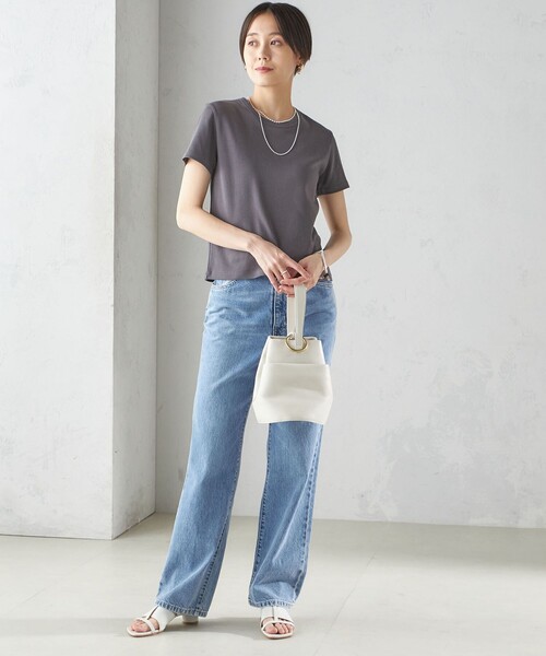 SHIPS(シップス)の「オーガニック コットン スムース TEE(Tシャツ/カットソー・レディース・ダークグレー/ネイビー/オフホワイト/ブラウン系/ブラック・ONE SIZE)」の14枚目の写真