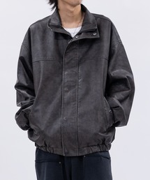 JOHN'S CLOSET（ジョンズクローゼット）の「【13】ウォッシュ加工 PUレザースタンドジャケット（テーラードジャケット）」