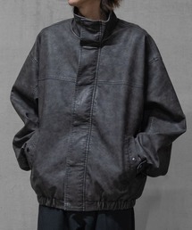 JOHN'S CLOSET（ジョンズクローゼット）の「【13】ウォッシュ加工 PUレザースタンドジャケット（テーラードジャケット）」