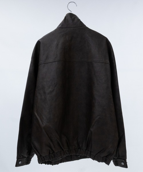 JOHN'S CLOSET(ジョンズクローゼット)の「【13】ウォッシュ加工 PUレザースタンドジャケット(テーラードジャケット・メンズ・ブラック/ブラウン/ブラック系/ブラウン系・SMALL/MEDIUM/LARGE)」の21枚目の写真