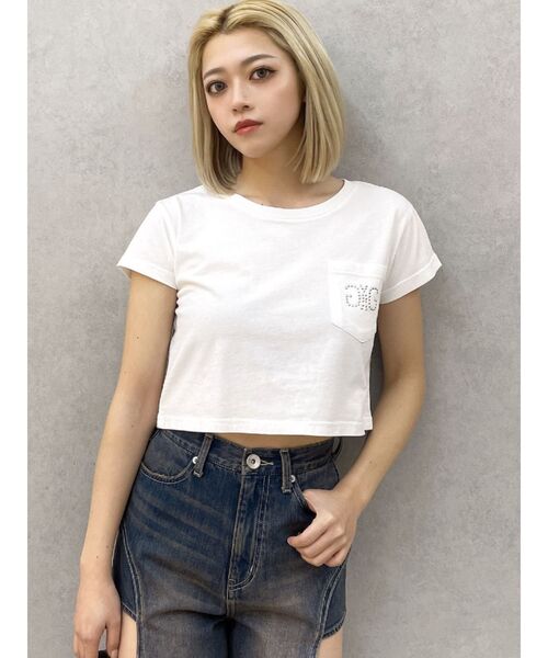 GYDA（ジェイダ）の「Symmetry GYDA STONEポケットショートTシャツ（Tシャツ/カットソー・レディース・ブラック/オフホワイト/ピンク・FREE）」の17枚目の写真