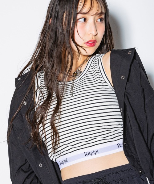 repipi armario（レピピ アルマリオ）の「【吸水速乾】ロゴショートタンク（タンクトップ・キッズ・ホワイト/ブラック/その他・LARGE/MEDIUM/SMALL）」の3枚目の写真