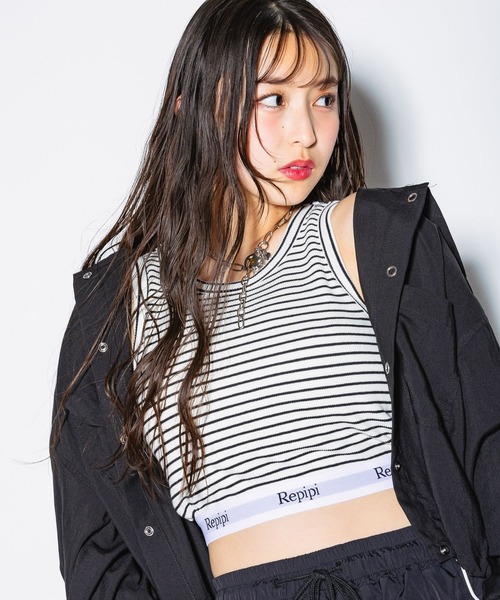 repipi armario（レピピ アルマリオ）の「【吸水速乾】ロゴショートタンク（タンクトップ・キッズ・ホワイト/ブラック/その他・LARGE/MEDIUM/SMALL）」の4枚目の写真